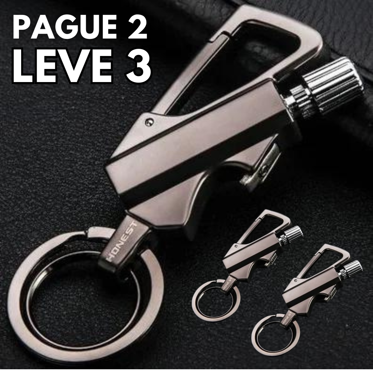 Fire M19 Titânio • Chaveiro Pederneira + Abridor de Garrafa