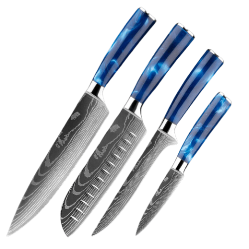 Combo 4 Facas Para Churrasco - Pro Blue Sky Ultra Afiada