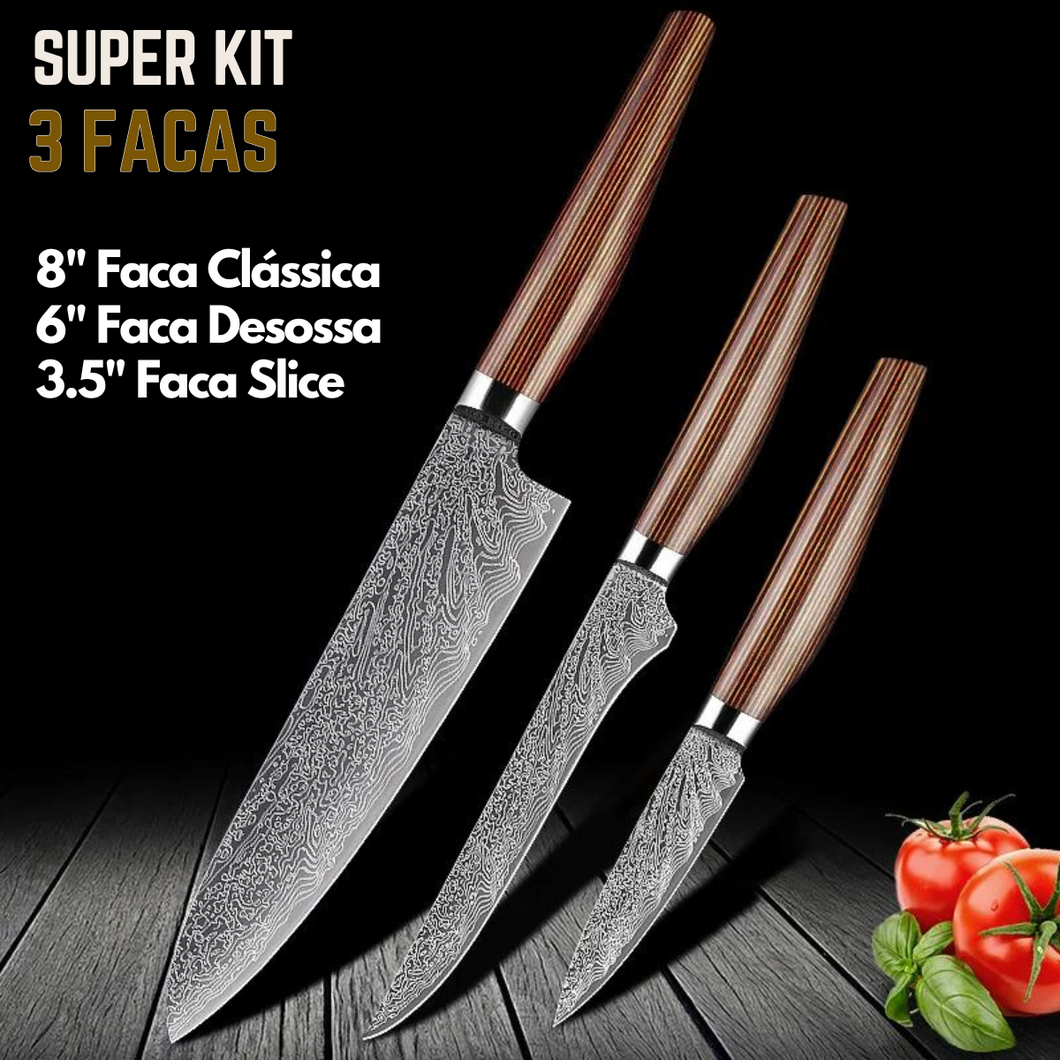 Kit com 3 Facas Para Churrasco - do Mestre Profissional